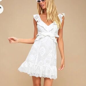Elora Ivory Eyelet Cutout Skater Dress